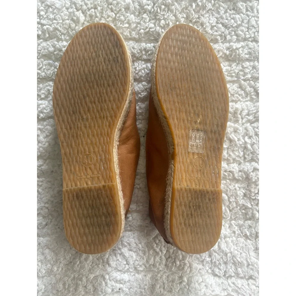 Free People Laurel Canyon Camel Brown Leather Espadrille Flats Size EU 40 ‎ US 9